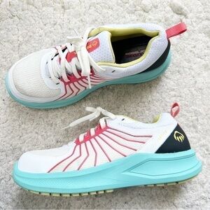 Wolverine White, Coral, Black, Light Teal Lace Up Bolt Durashocks Sneakers